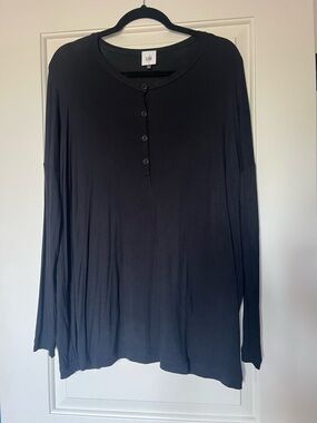 CAbi Black Long-Sleeve Henley Shirt